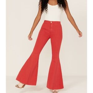 We the Free Just Float On High Rise Flare in Red. Size 26